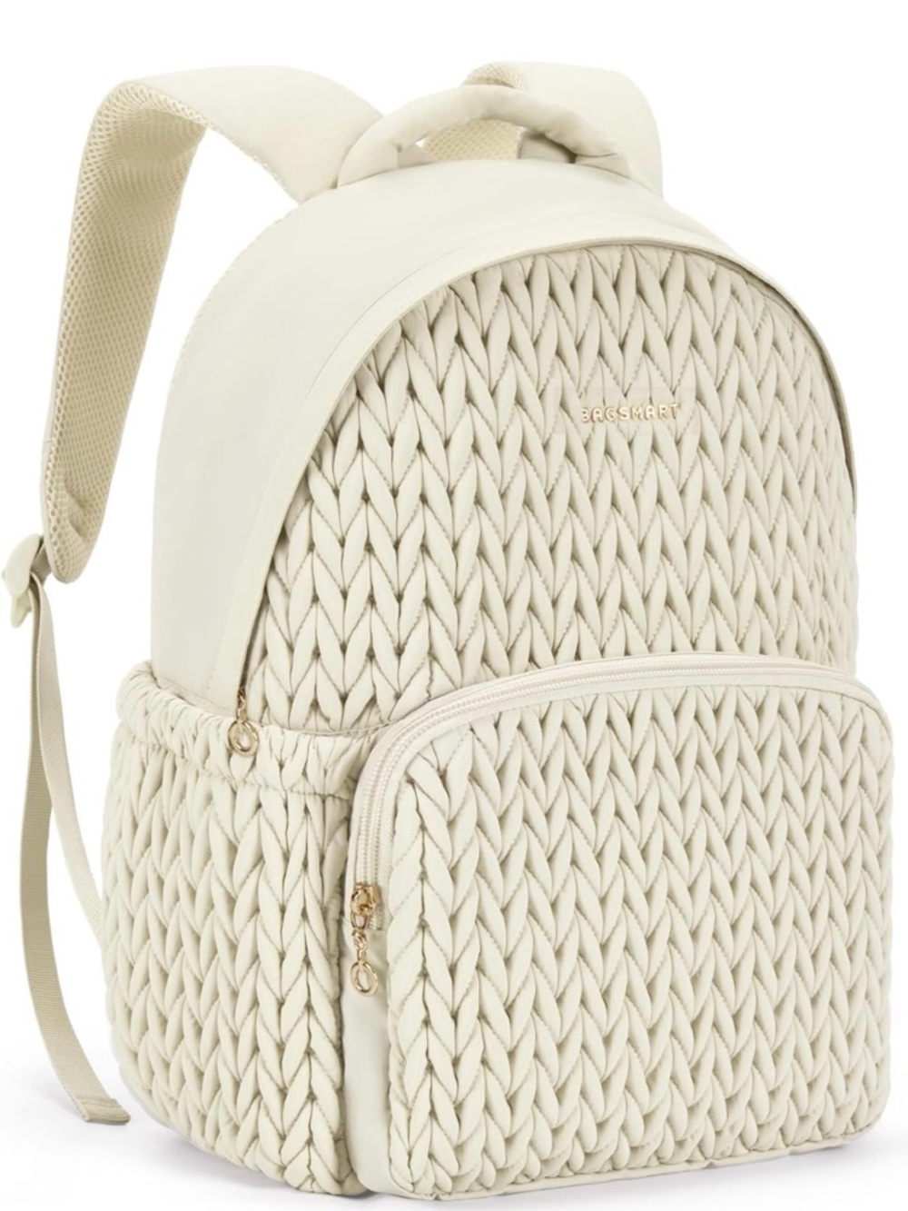 Bagsmart Cream Woven Textured Backpack